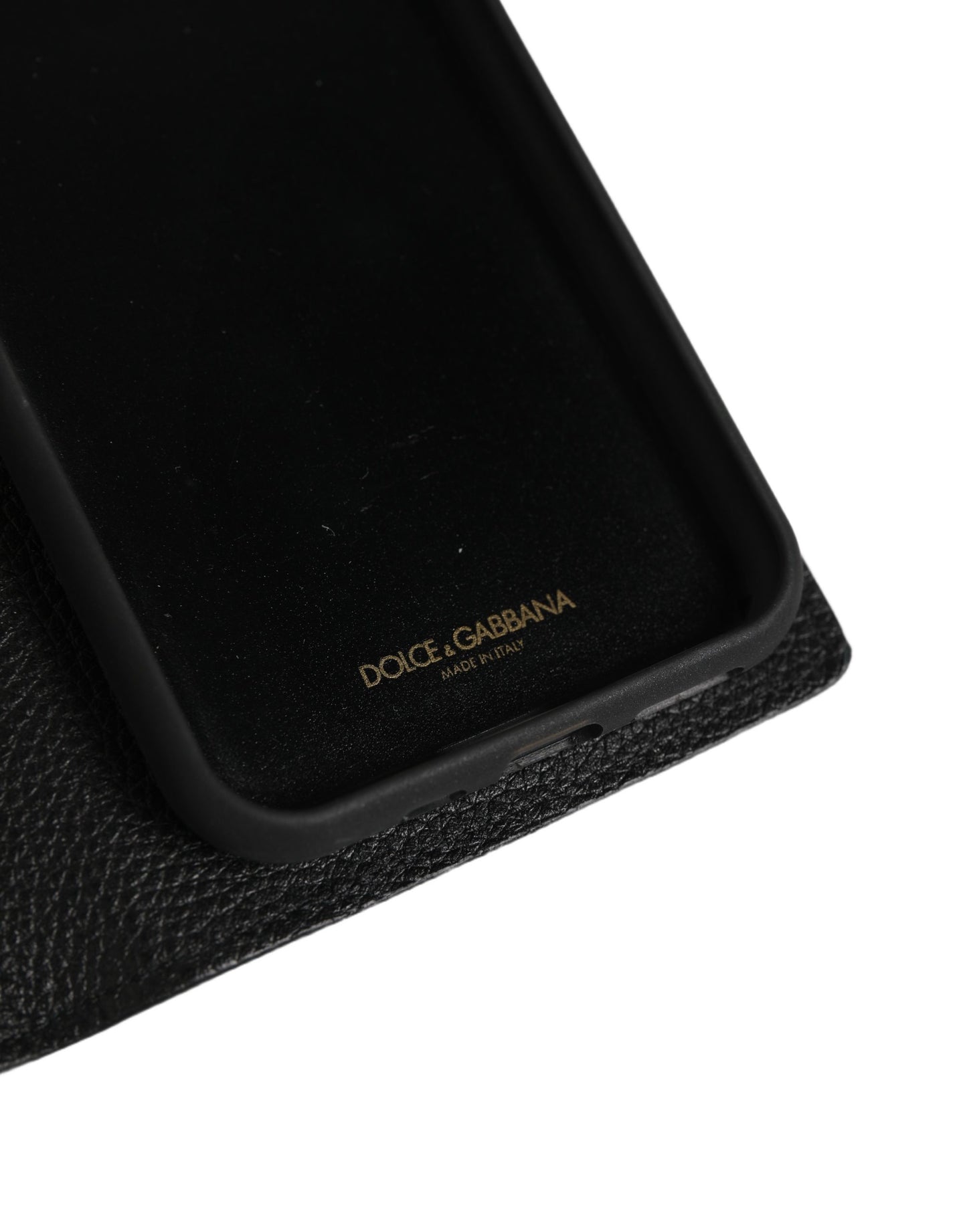 Funda con tapa Dolce & Gabbana de piel de becerro negra para iPhone 11 PRO