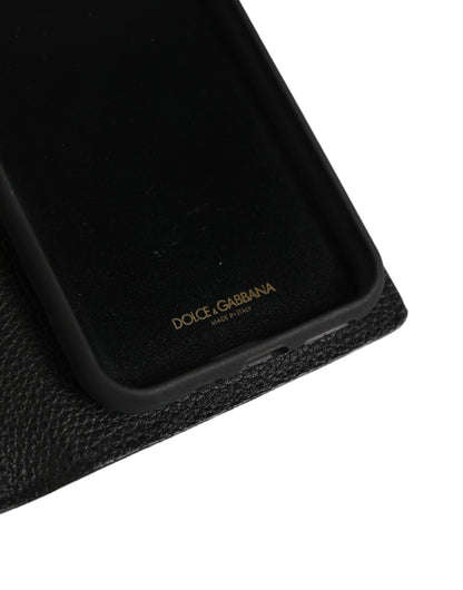 Funda con tapa Dolce & Gabbana de piel de becerro negra para iPhone 11 PRO