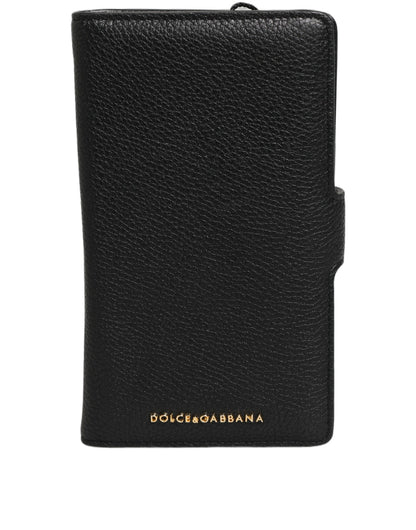 Funda con tapa Dolce & Gabbana de piel de becerro negra para iPhone 11 PRO