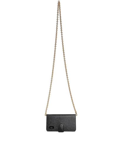 Funda con tapa Dolce & Gabbana de piel de becerro negra para iPhone X - XS
