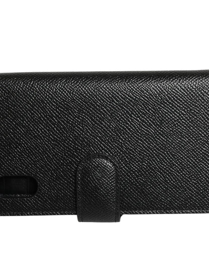 Funda con tapa Dolce & Gabbana de piel de becerro negra para iPhone X - XS