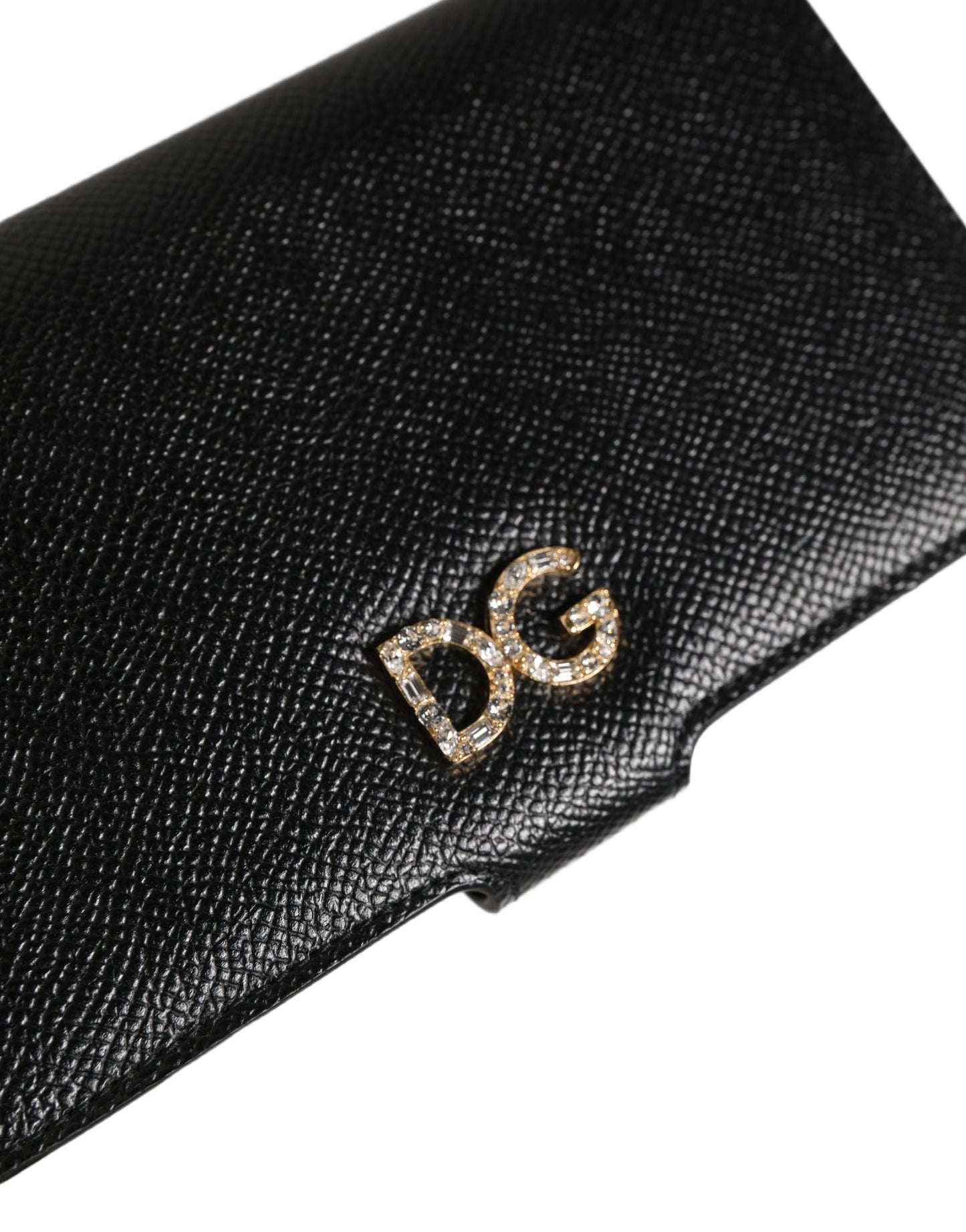 Funda con tapa Dolce & Gabbana de piel de becerro negra para iPhone X - XS