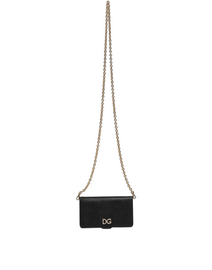 Funda con tapa Dolce & Gabbana de piel de becerro negra para iPhone X - XS