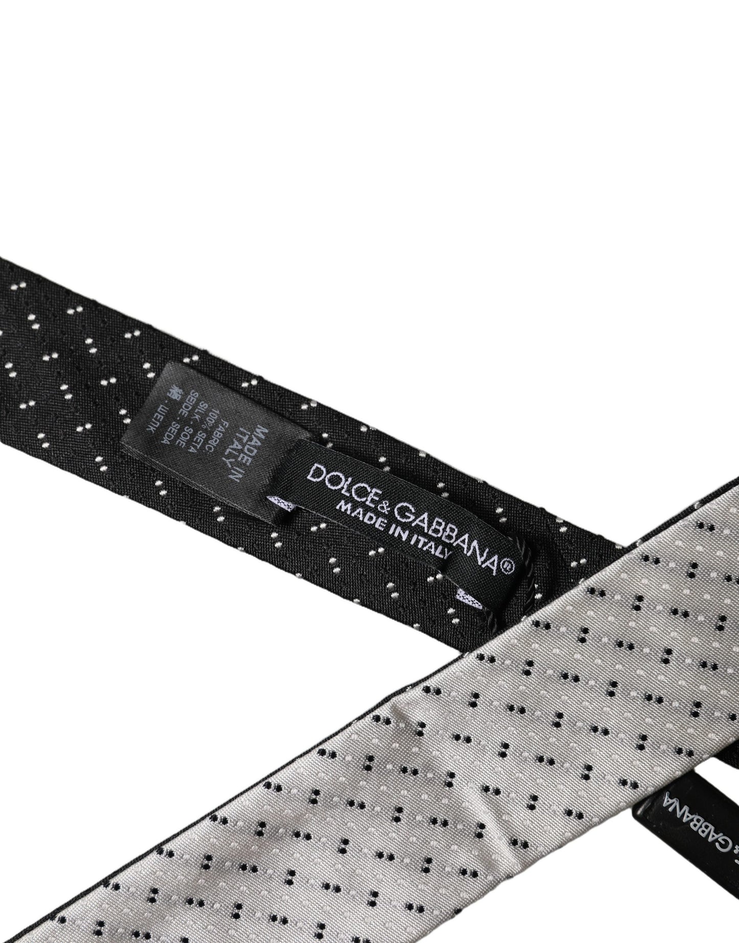Corbata ajustable de seda con estampado blanco y negro para hombre de Dolce & Gabbana