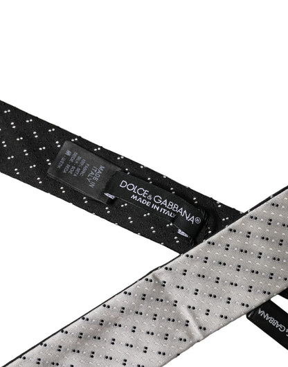 Corbata ajustable de seda con estampado blanco y negro para hombre de Dolce & Gabbana