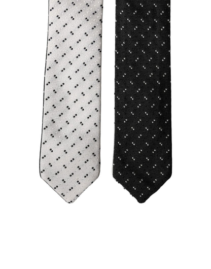 Corbata ajustable de seda con estampado blanco y negro para hombre de Dolce & Gabbana