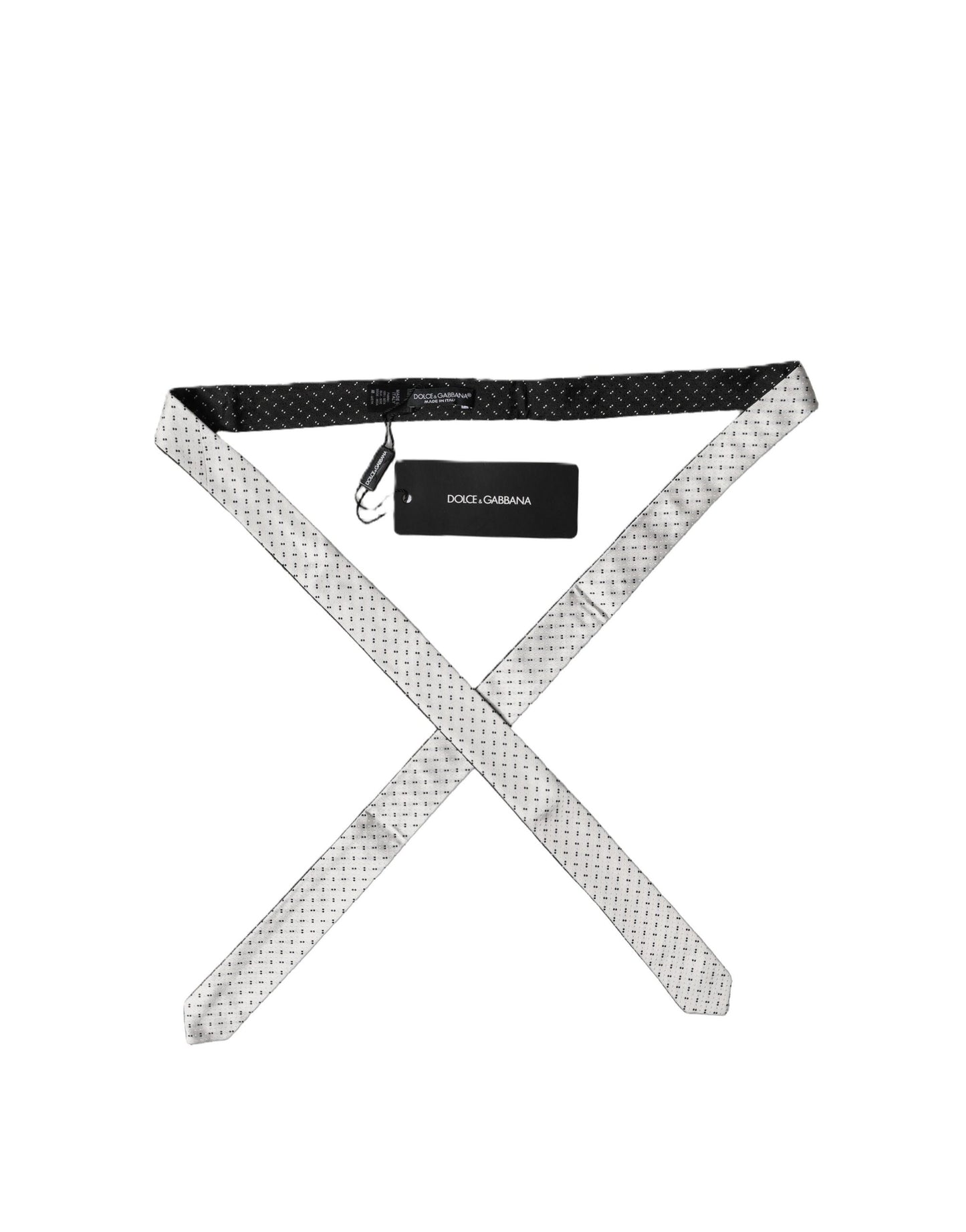 Corbata ajustable de seda con estampado blanco y negro para hombre de Dolce & Gabbana