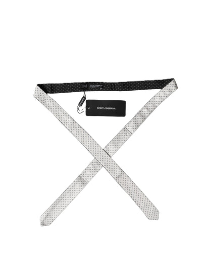 Corbata ajustable de seda con estampado blanco y negro para hombre de Dolce & Gabbana