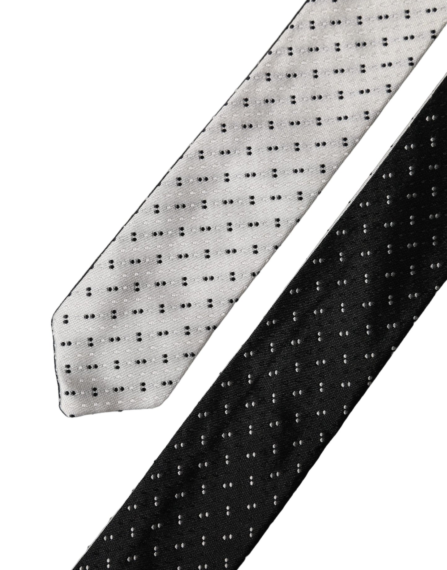 Corbata ajustable de seda con estampado blanco y negro para hombre de Dolce & Gabbana