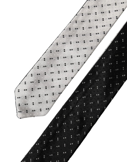 Corbata ajustable de seda con estampado blanco y negro para hombre de Dolce & Gabbana