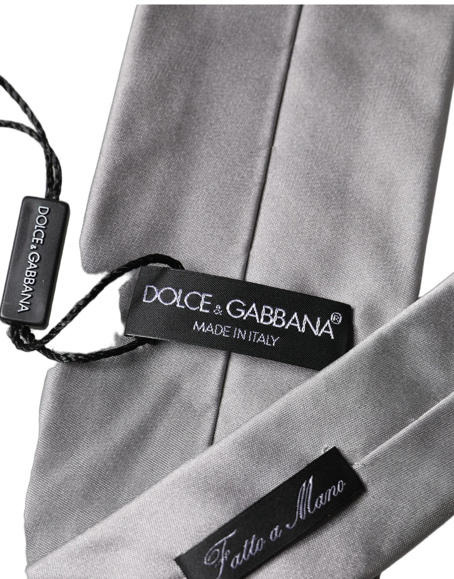 Corbata de hombre Dolce & Gabbana de satén gris 100% seda ajustable