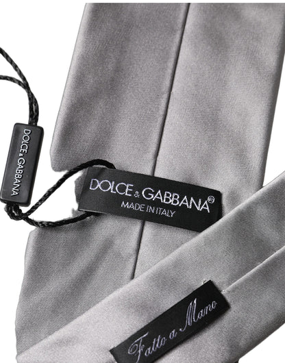 Corbata de hombre Dolce & Gabbana de satén gris 100% seda ajustable