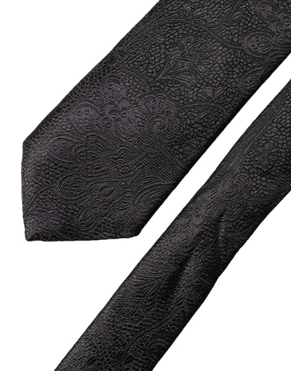 Cravate en soie brodée florale noire réglable Dolce & Gabbana pour homme