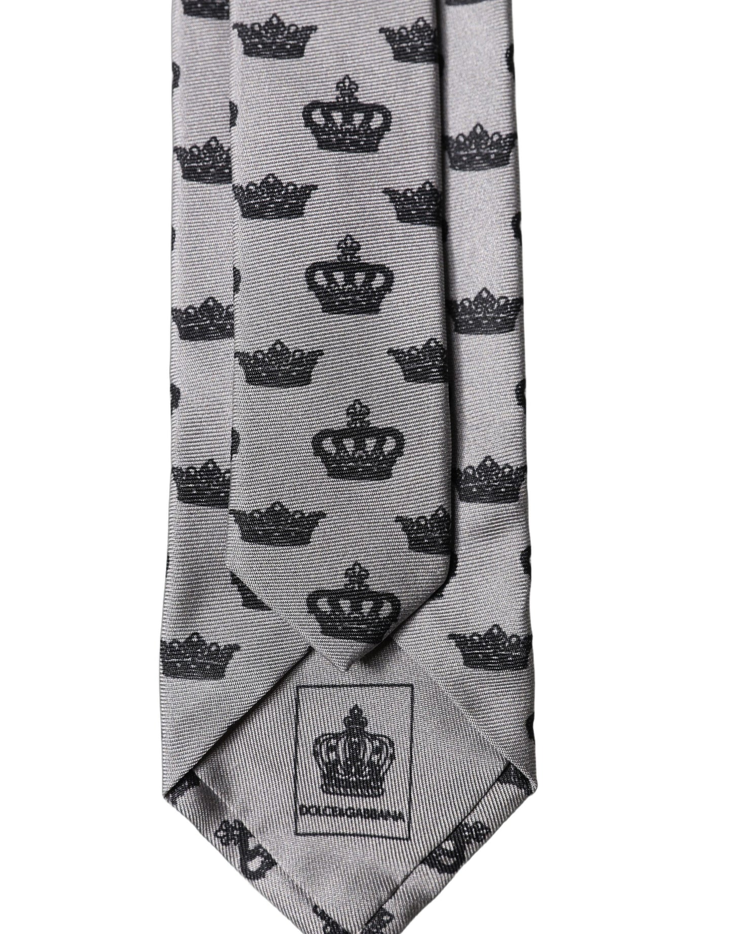 Corbata de seda ajustable Dolce & Gabbana gris Crown Fantasy para hombre