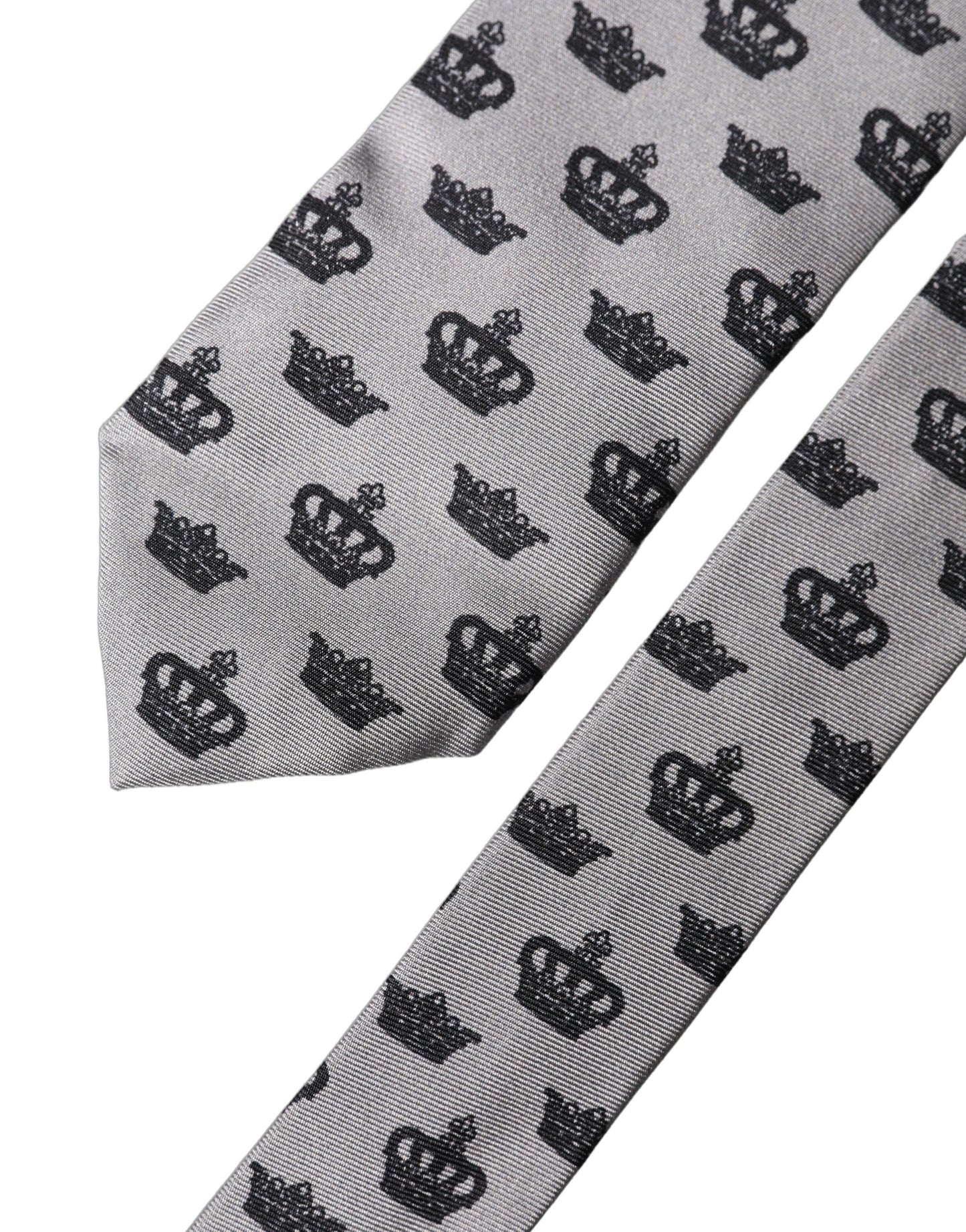 Corbata de seda ajustable Dolce & Gabbana gris Crown Fantasy para hombre