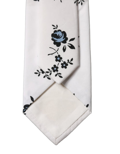 Corbata de hombre Dolce & Gabbana de algodón blanca con estampado floral y ajuste regulable