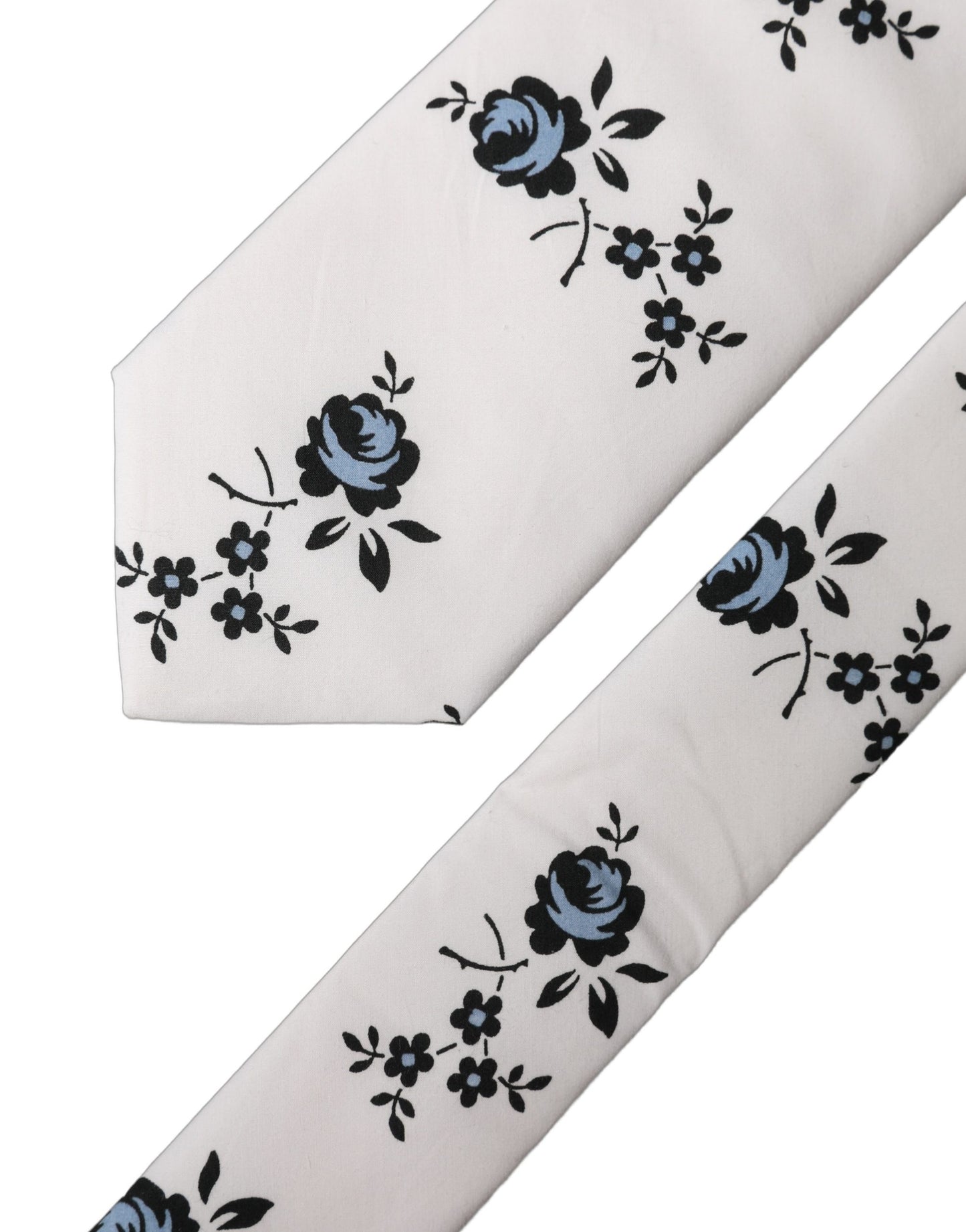 Corbata de hombre Dolce & Gabbana de algodón blanca con estampado floral y ajuste regulable