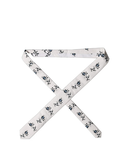 Corbata de hombre Dolce & Gabbana de algodón blanca con estampado floral y ajuste regulable