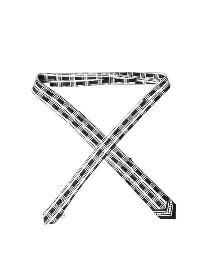 Corbata de seda ajustable Dolce & Gabbana blanca y negra con estampado abstracto para hombre