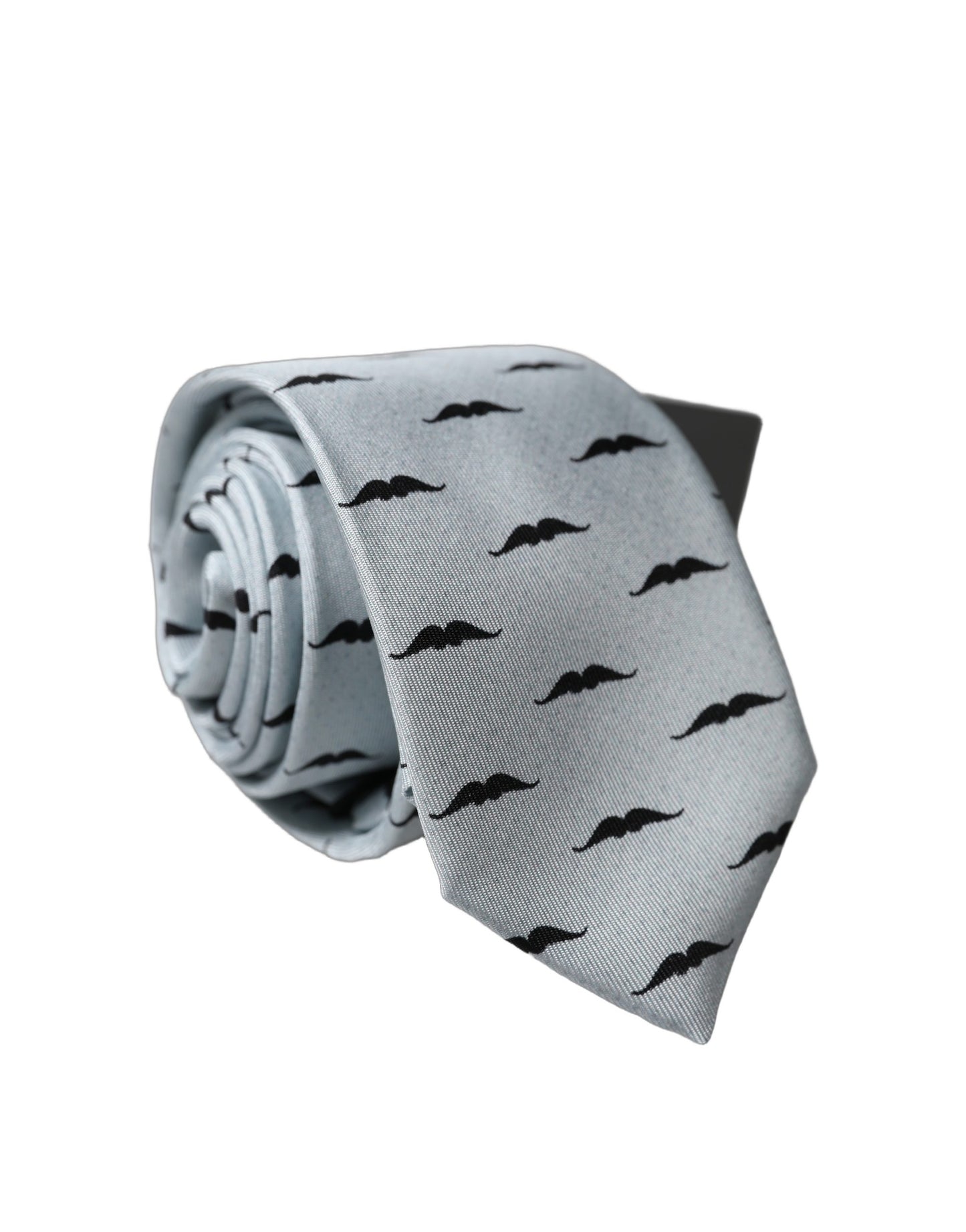 Cravate ajustable en soie fantaisie motif moustache gris clair Dolce & Gabbana