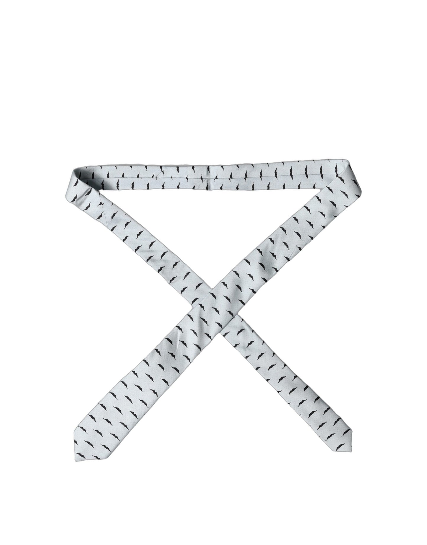 Cravate ajustable en soie fantaisie motif moustache gris clair Dolce & Gabbana