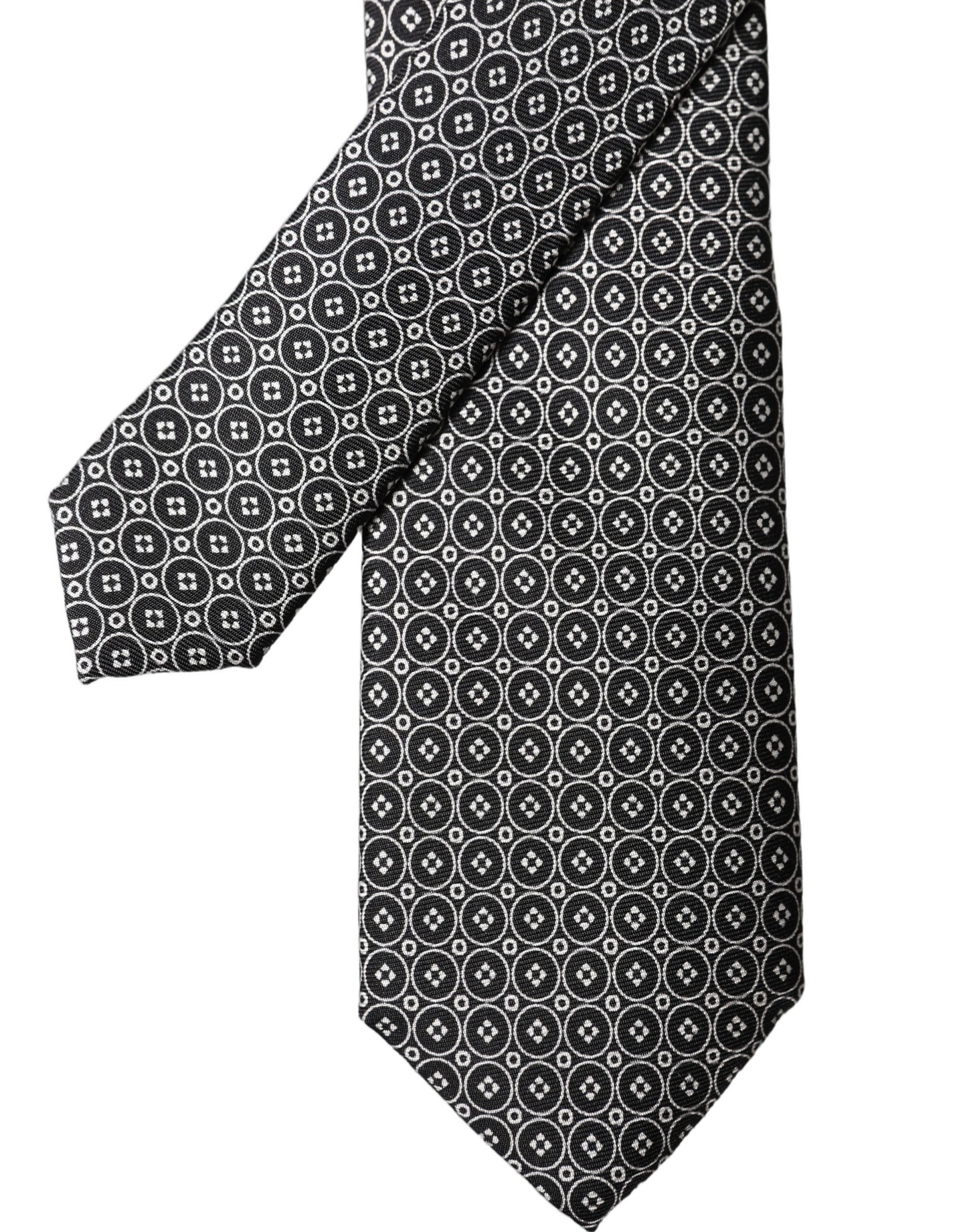 Corbata ajustable de seda con estampado blanco y negro para hombre de Dolce & Gabbana