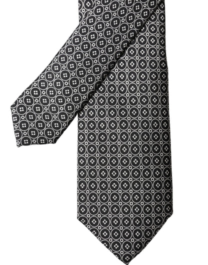 Corbata ajustable de seda con estampado blanco y negro para hombre de Dolce & Gabbana