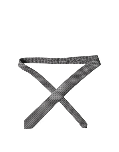 Corbata ajustable de seda con estampado blanco y negro para hombre de Dolce & Gabbana