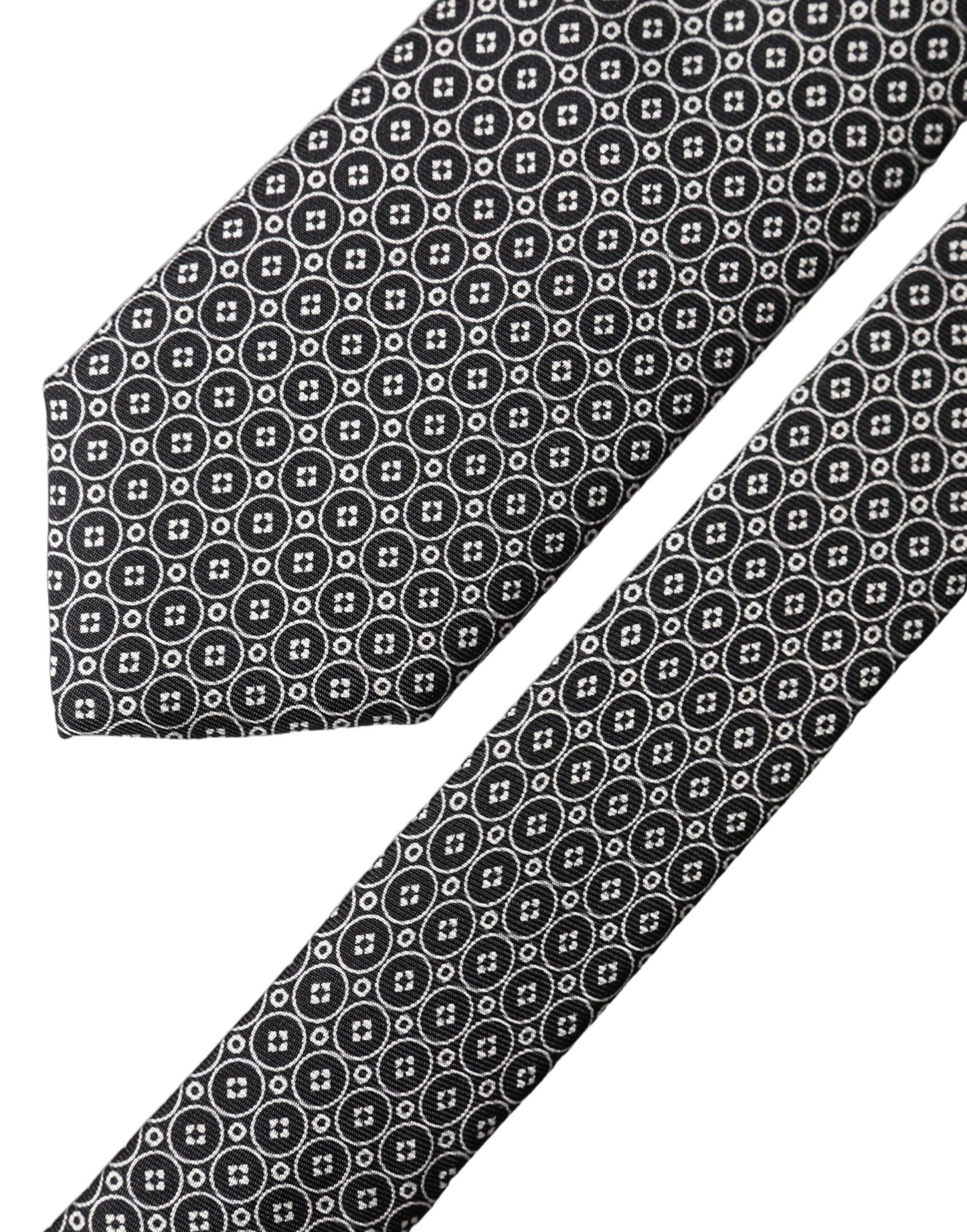 Corbata ajustable de seda con estampado blanco y negro para hombre de Dolce & Gabbana