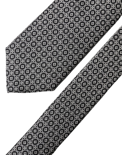 Corbata ajustable de seda con estampado blanco y negro para hombre de Dolce & Gabbana