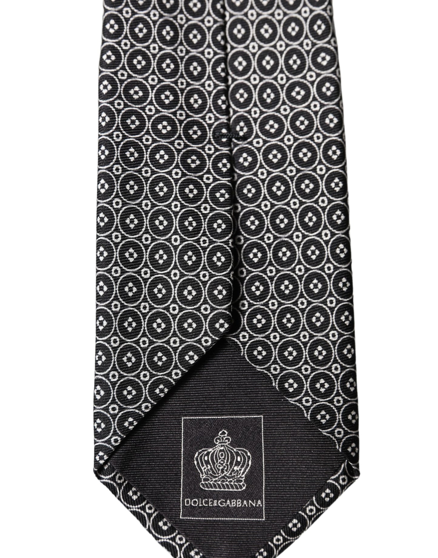Corbata ajustable de seda con estampado blanco y negro para hombre de Dolce & Gabbana