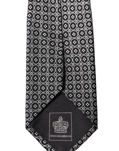 Corbata ajustable de seda con estampado blanco y negro para hombre de Dolce & Gabbana