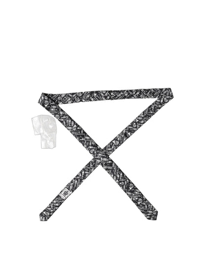 Cravate ajustable en soie imprimée trompette noire Dolce & Gabbana pour homme