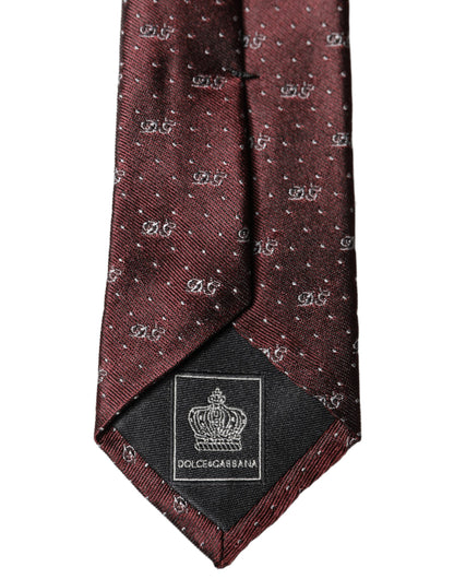 Corbata ajustable de seda con monograma del logo burdeos de Dolce & Gabbana para hombre