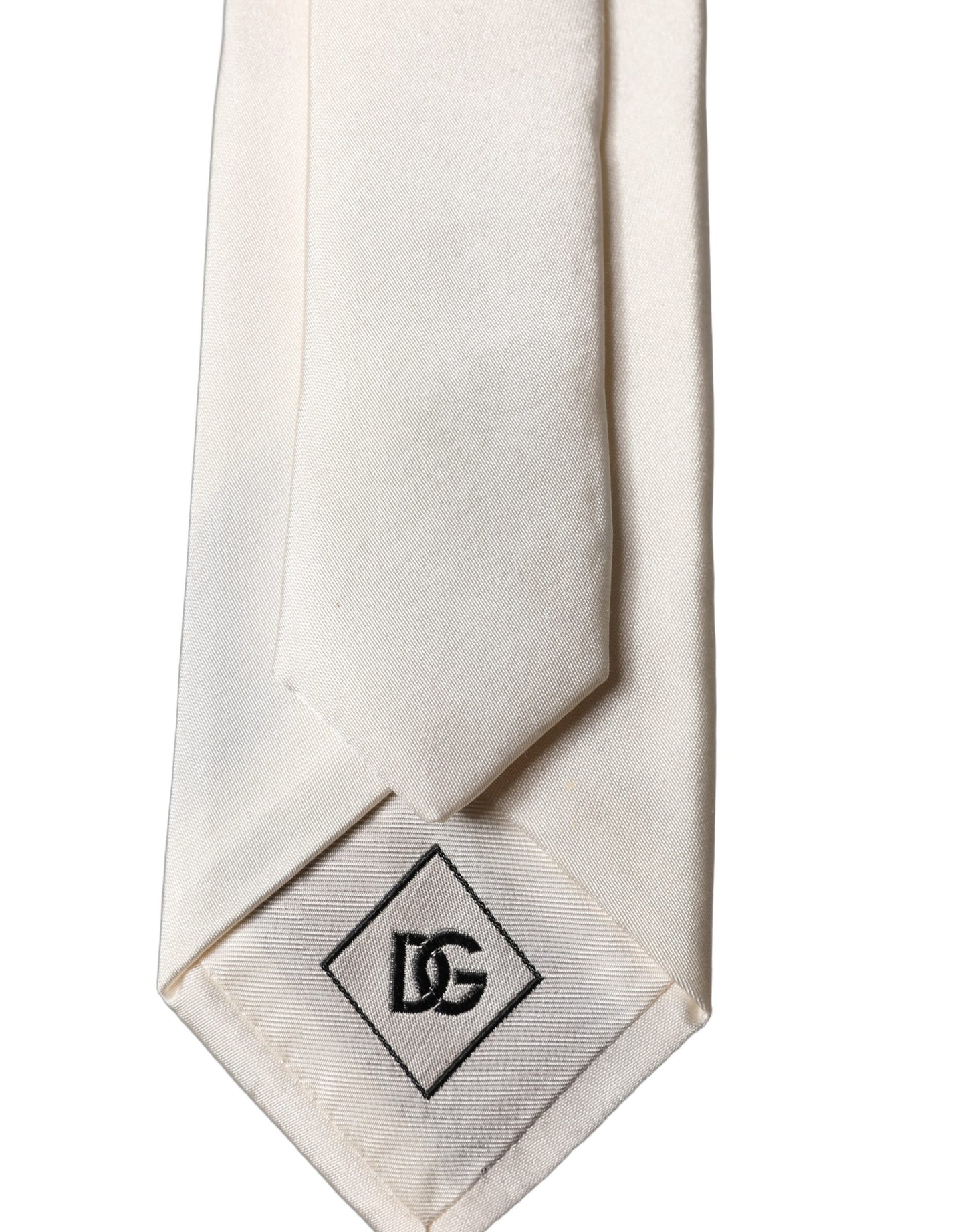 Corbata de seda Dolce & Gabbana Off White DG Embroidery ajustable para hombre