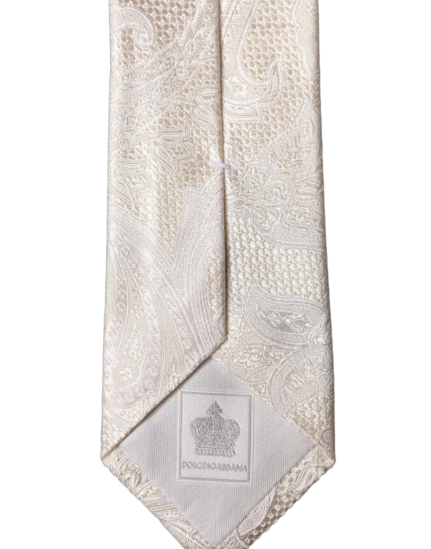 Corbata de seda floral ajustable para hombre Dolce & Gabbana Off White