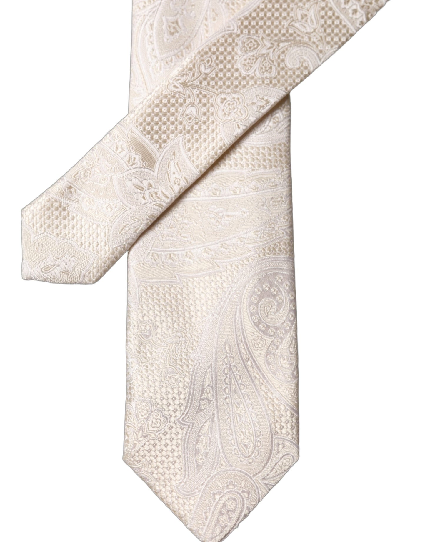 Corbata de seda floral ajustable para hombre Dolce & Gabbana Off White