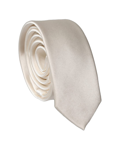 Cravate en satin blanc cassé 100 % soie réglable Dolce & Gabbana pour homme