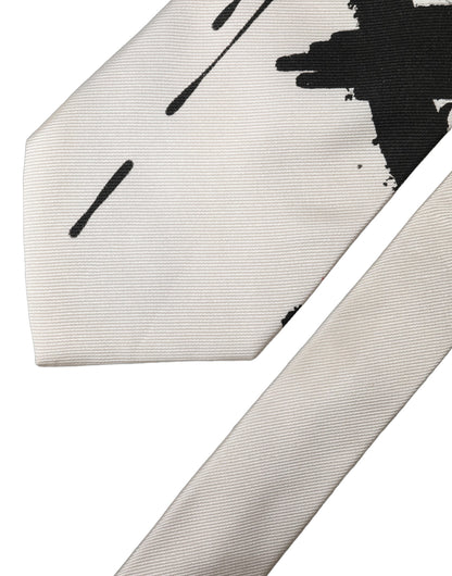 Corbata ajustable de seda con estampado floral White Tattoo de Dolce & Gabbana para hombre