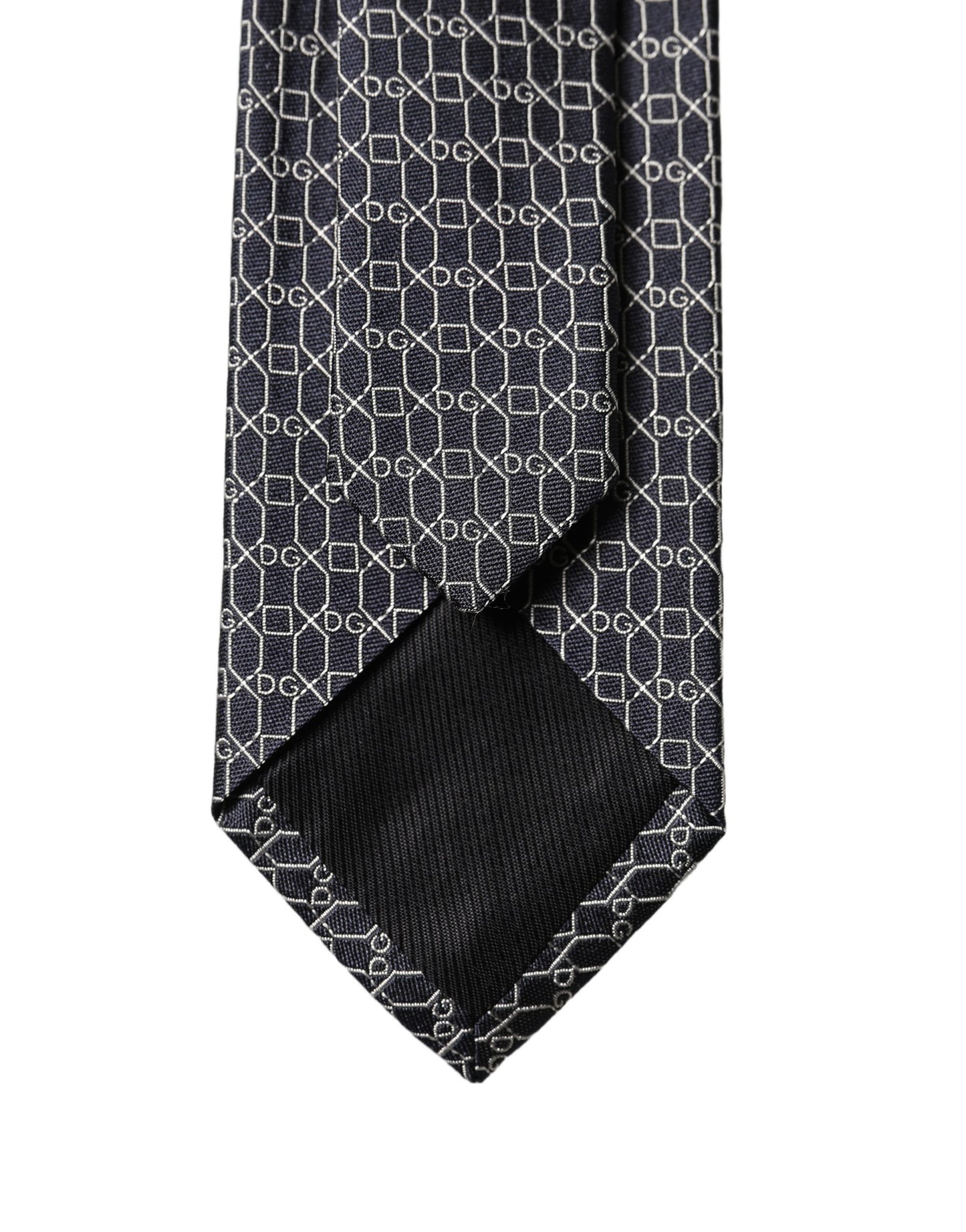 Corbata ajustable de seda negra DG geométrica para hombre de Dolce & Gabbana