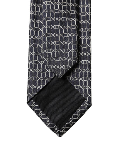 Corbata ajustable de seda negra DG geométrica para hombre de Dolce & Gabbana