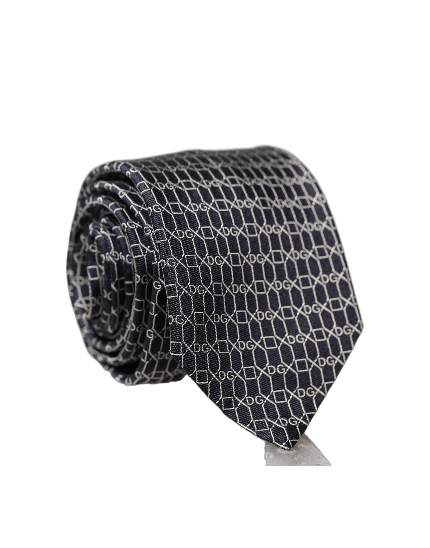 Corbata ajustable de seda negra DG geométrica para hombre de Dolce & Gabbana