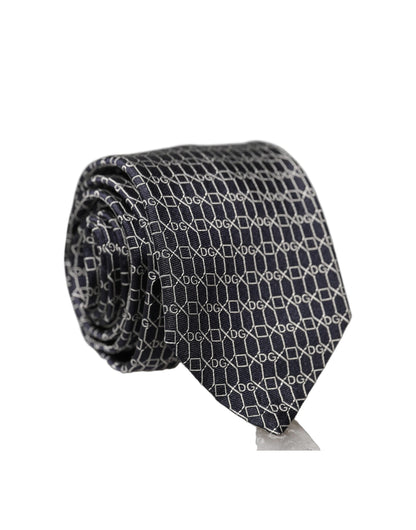 Corbata ajustable de seda negra DG geométrica para hombre de Dolce & Gabbana
