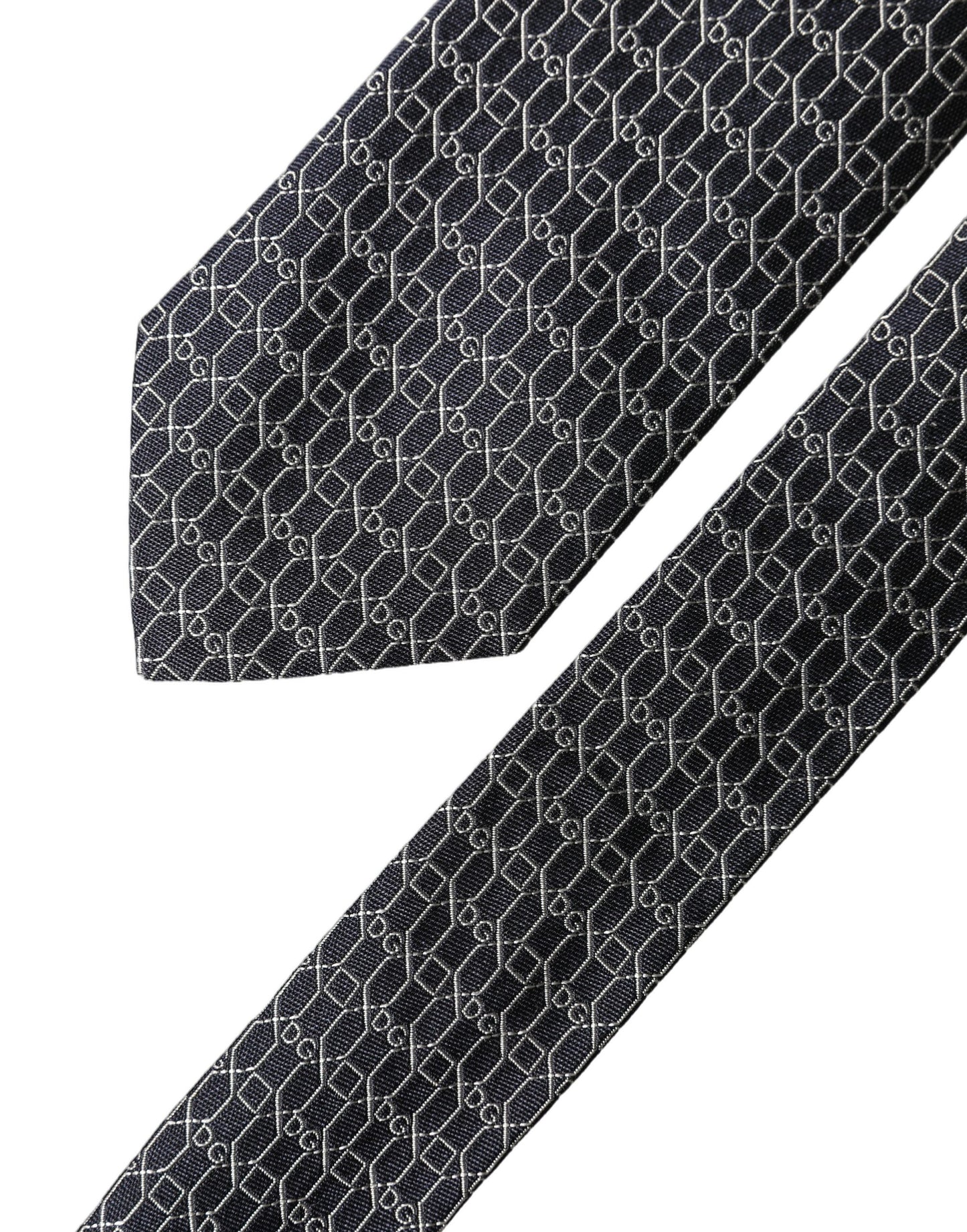 Corbata ajustable de seda negra DG geométrica para hombre de Dolce & Gabbana