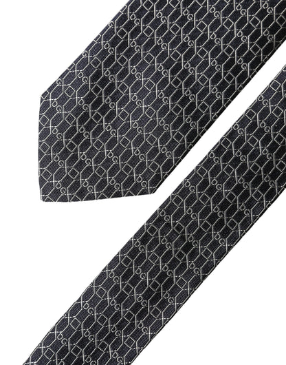 Corbata ajustable de seda negra DG geométrica para hombre de Dolce & Gabbana