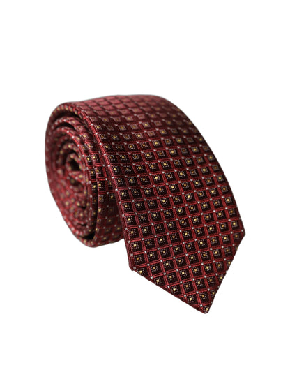 Cravate en soie géométrique bordeaux ajustable pour homme Dolce & Gabbana