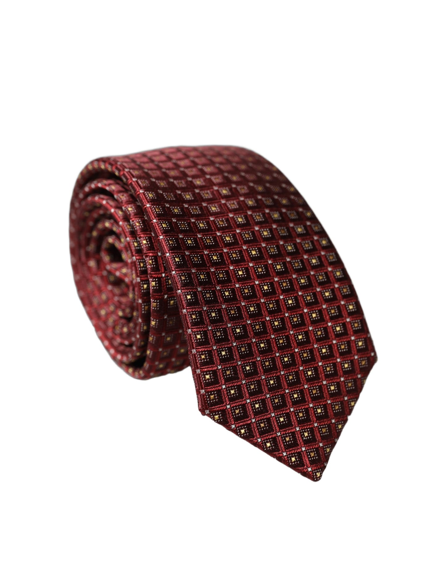 Cravate en soie géométrique bordeaux ajustable pour homme Dolce & Gabbana
