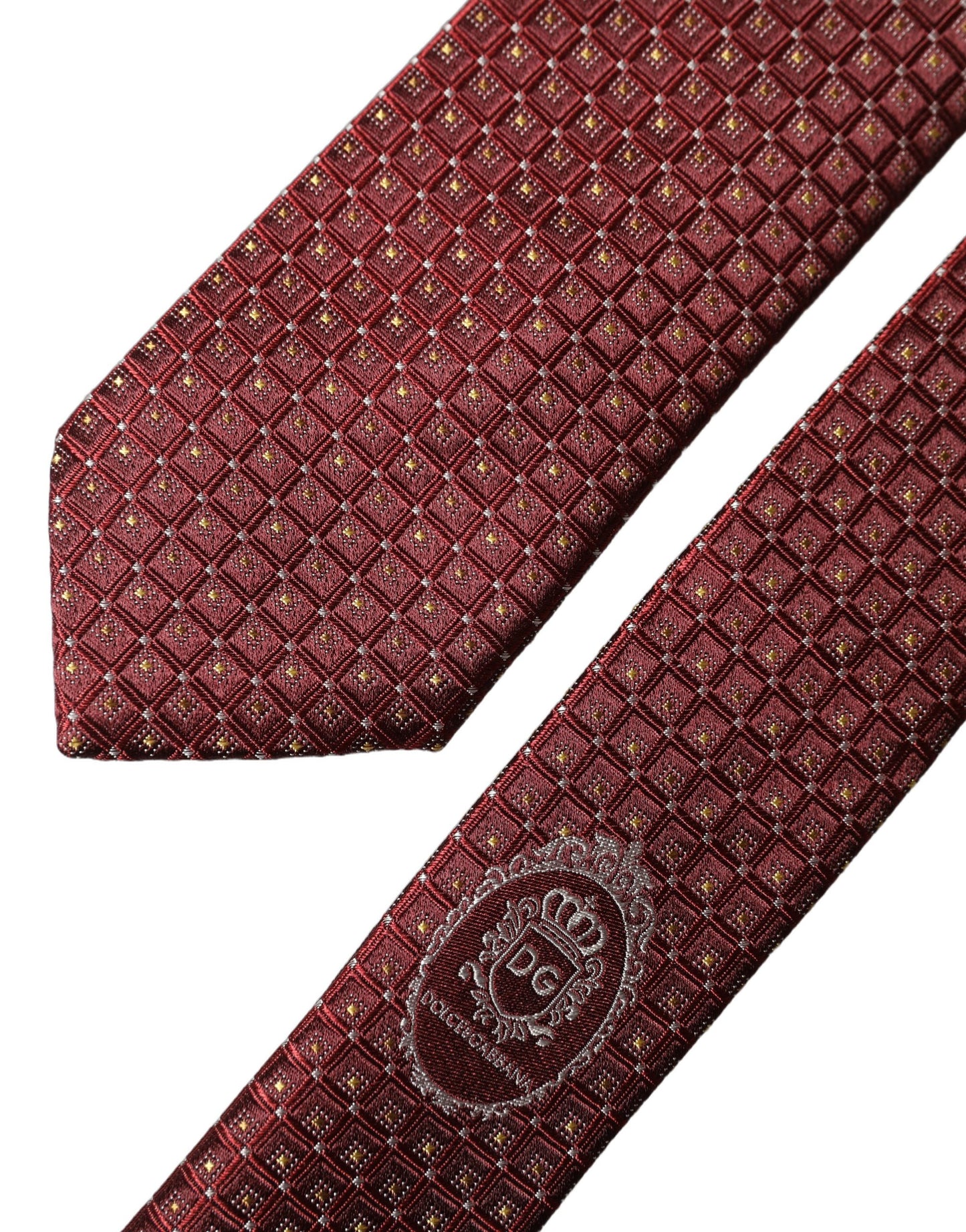 Cravate en soie géométrique bordeaux ajustable pour homme Dolce & Gabbana