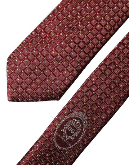 Cravate en soie géométrique bordeaux ajustable pour homme Dolce & Gabbana