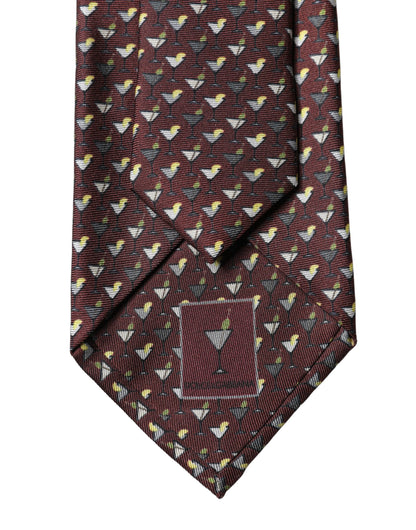 Corbata de seda geométrica granate ajustable para hombre Dolce & Gabbana